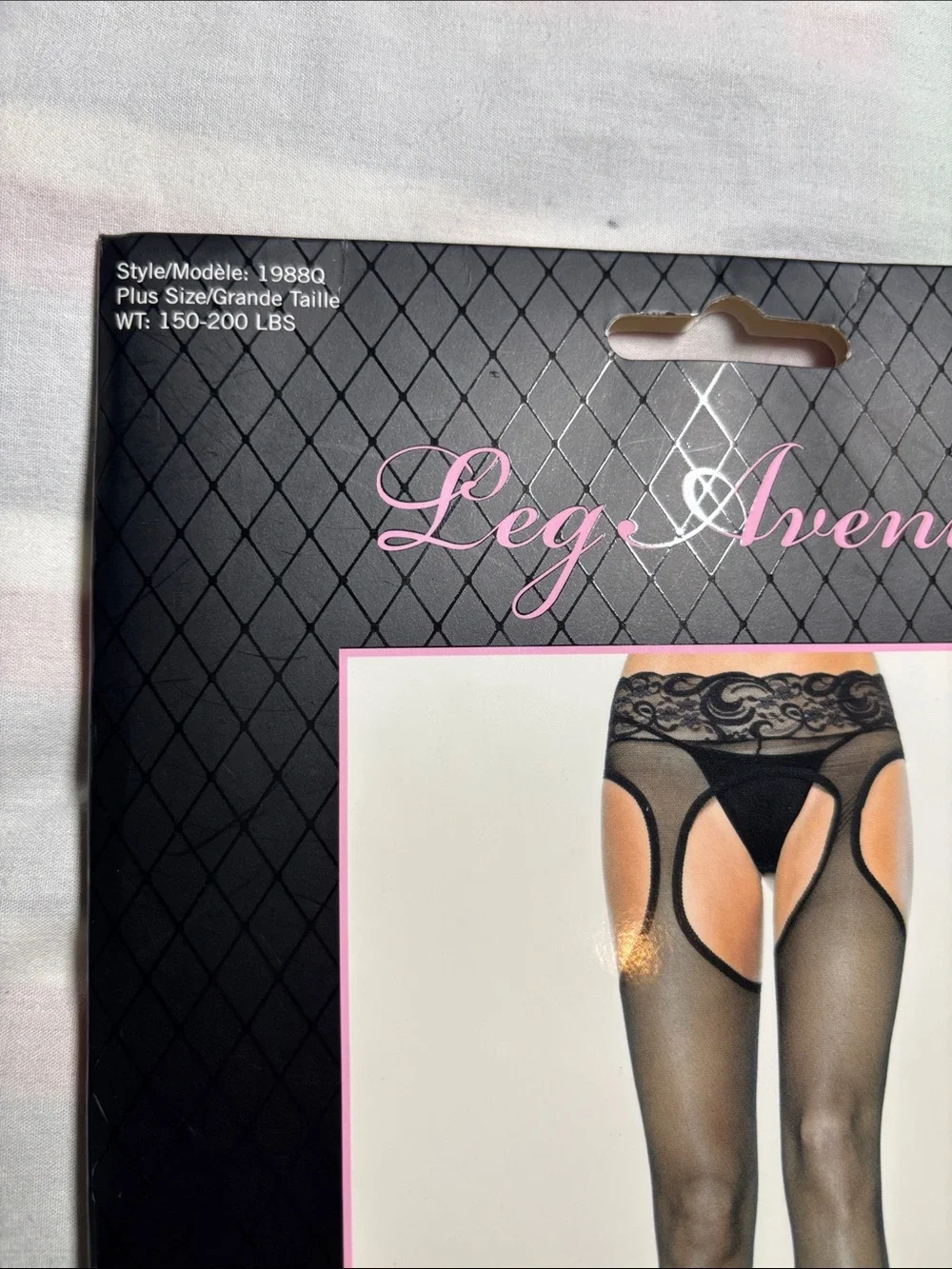 Leg Avenue Black Sheer Garter Tights with Lace Waist